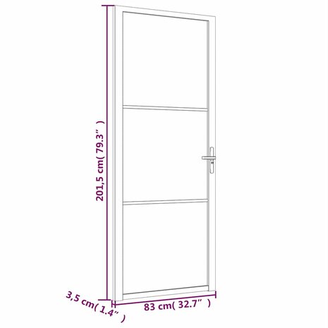 Binnendeur 83x201,5 cm ESG-glas en aluminium wit 6