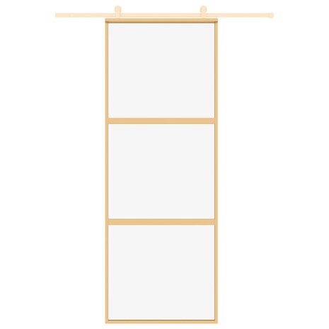 Schuifdeur 76x205 cm helder ESG-glas en aluminium goudkleurig 8