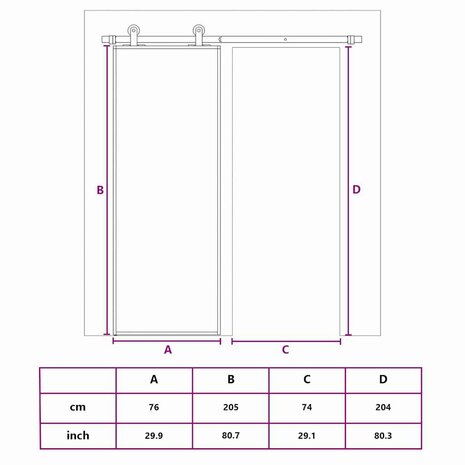 Schuifdeur 76x205 cm helder ESG-glas en aluminium goudkleurig 10