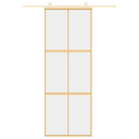 Schuifdeur 76x205 cm helder ESG-glas en aluminium goudkleurig 8