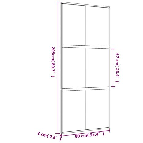 Schuifdeur 90x205 cm helder ESG-glas en aluminium goudkleurig 9