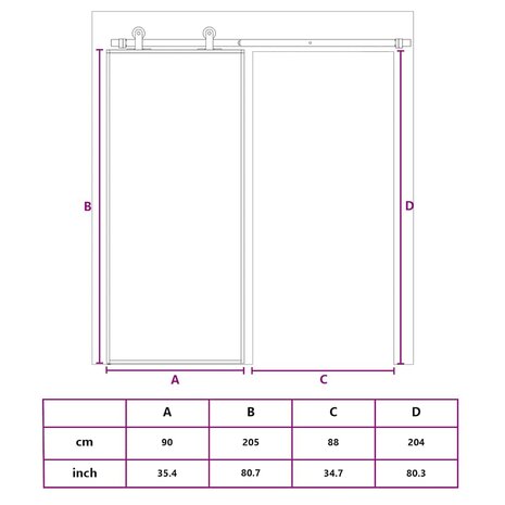 Schuifdeur 90x205 cm helder ESG-glas en aluminium goudkleurig 10