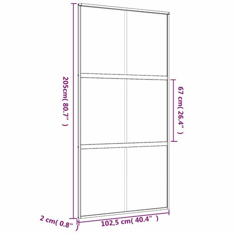Schuifdeur 102,5x205 cm helder ESG-glas en aluminium goudkleur 9