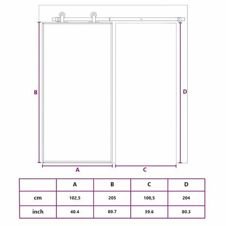 Schuifdeur 102,5x205 cm helder ESG-glas en aluminium goudkleur 10