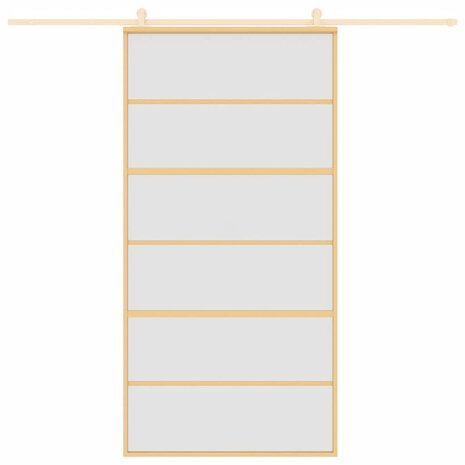 Schuifdeur 102,5x205 cm mat ESG-glas en aluminium goudkleurig 8