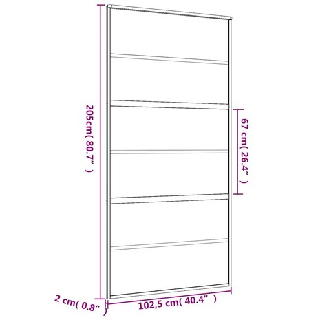 Schuifdeur 102,5x205 cm mat ESG-glas en aluminium goudkleurig 9