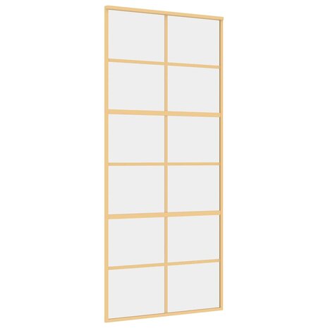 Schuifdeur 90x205 cm helder ESG-glas en aluminium goudkleurig 2