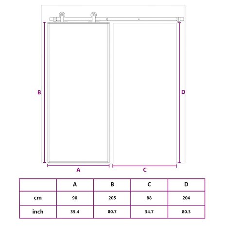 Schuifdeur 90x205 cm helder ESG-glas en aluminium goudkleurig 10