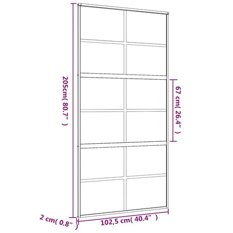 Schuifdeur 102,5x205 cm helder ESG-glas en aluminium goudkleur 9