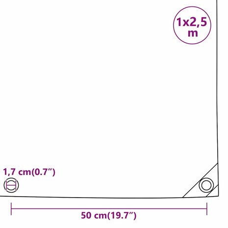 Dekzeil 650 g/m&sup2; 1x2,5 m zwart 10