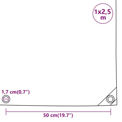 Dekzeil 650 g/m&sup2; 1x2,5 m antracietkleurig 10