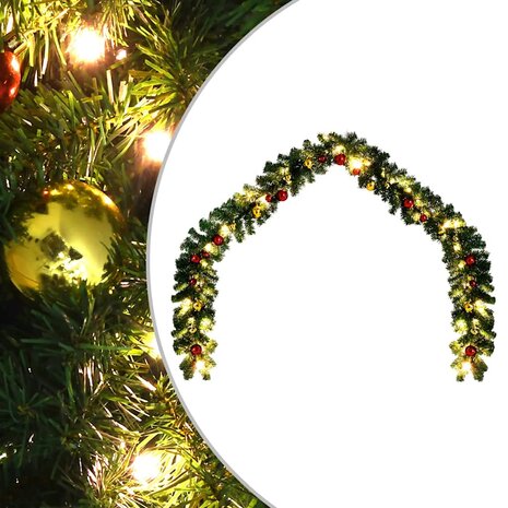 Kerstslinger versierd met kerstballen en LED-lampjes 20 m 1
