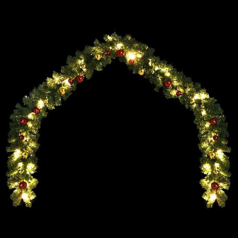 Kerstslinger versierd met kerstballen en LED-lampjes 20 m 3