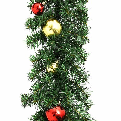 Kerstslinger versierd met kerstballen en LED-lampjes 20 m 4