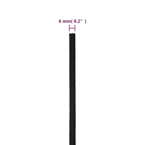 Boottouw 6 mm 25 m polypropeen zwart 6