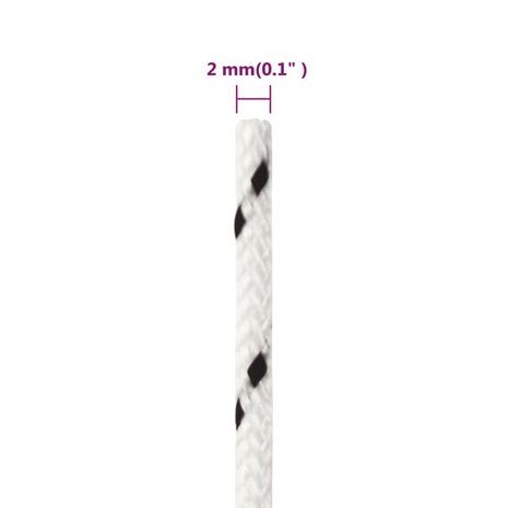 Boottouw gevlochten 2 mmx50 m polyester wit	 5