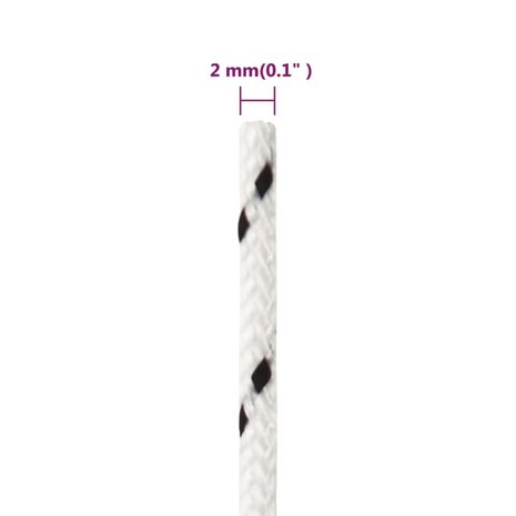 Boottouw gevlochten 2 mm x 500 m polyester wit 5