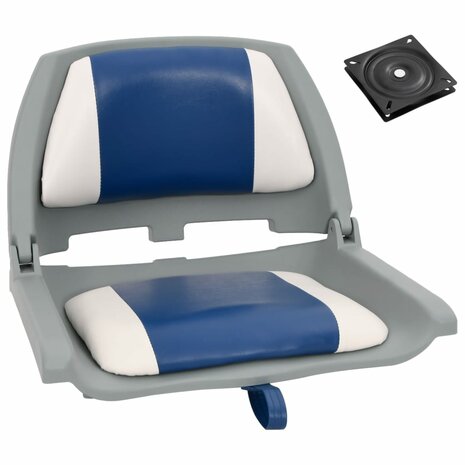 2-delige Bootstoelen set met blauw-witte kussens inklapbaar 1
