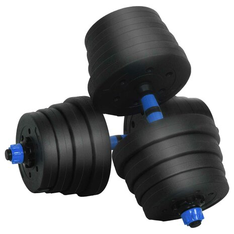 4-in-1 Halterset 40kg Zwart en Blauw Cement en ijzeren zand 4