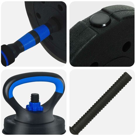 4-in-1 Halterset 40kg Zwart en Blauw Cement en ijzeren zand 10