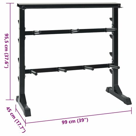 Halterrek Zwart 99 x 45 x 95,5 cm Gepoedercoat staal 7