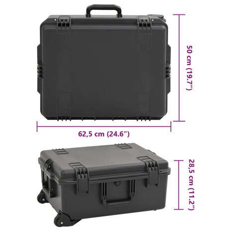 Flightcase draagbaar 62,5x50x28,5 cm PP zwart 8