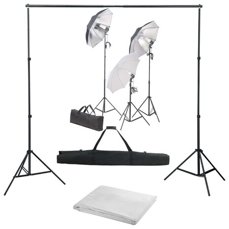 Fotostudioset met verlichtingsset en achtergrond 2