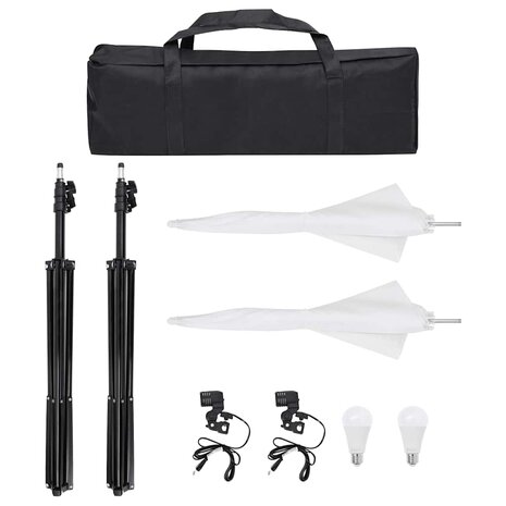 Fotostudioset met verlichtingsset, achtergrond en reflector 4