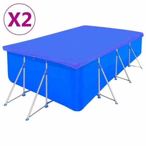 Zwembadhoezen 2 st rechthoekig 90 g/m&sup2; 394x207 cm PE 1