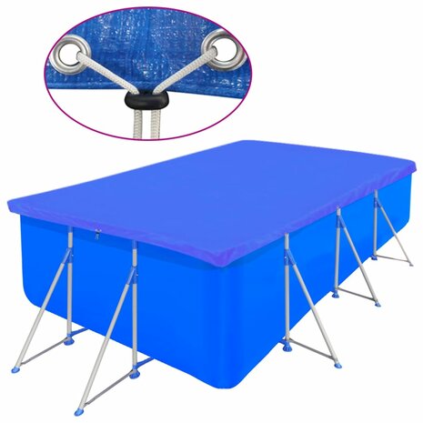 Zwembadhoezen 2 st rechthoekig 90 g/m&sup2; 394x207 cm PE 3