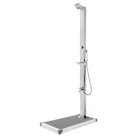 Buitendouche met grijze basis 225 cm roestvrij staal 1
