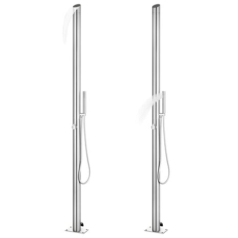 Buitendouche met grijze basis 225 cm roestvrij staal 2