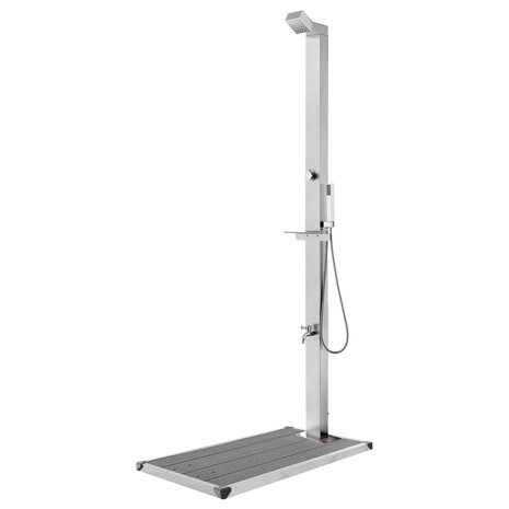 Buitendouche met grijze basis 225 cm roestvrij staal 1