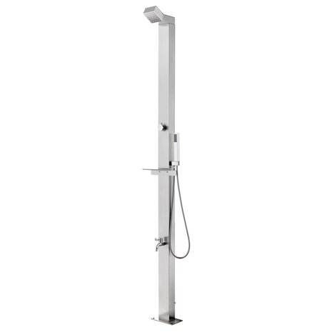 Buitendouche met grijze basis 225 cm roestvrij staal 3