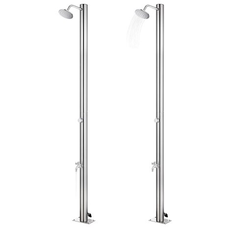 Buitendouche met grijze basis 220 cm roestvrij staal 2