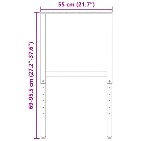 Werkbankframes verstelbaar 2 st 55x(69-95,5) cm metaal grijs 11