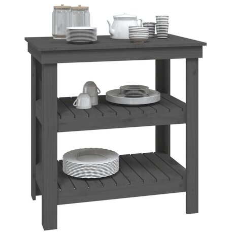 Werkbank 78,5x50x80 cm massief grenenhout grijs 6