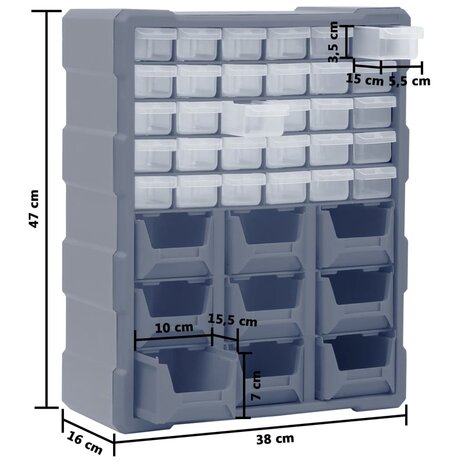 Organiser met 39 lades 38x16x47 cm 10
