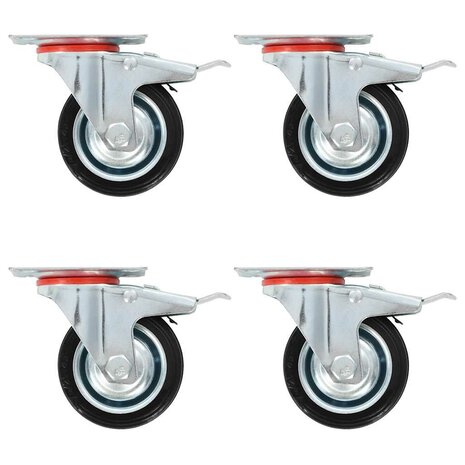 Zwenkwielen met dubbele remmen 4 st 75 mm 1