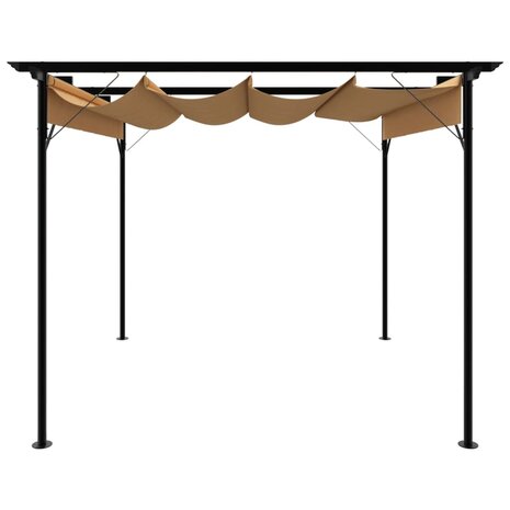 Pergola met uittrekbaar dak 180 g/m&sup2; 3x3 m staal taupe 2