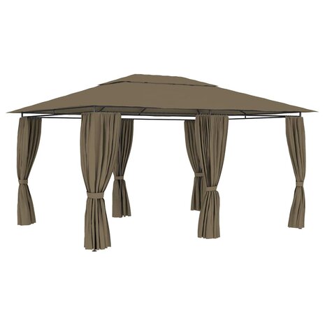 Tuinpaviljoen met gordijnen 180 g/m&sup2; 4x3 m taupe 1