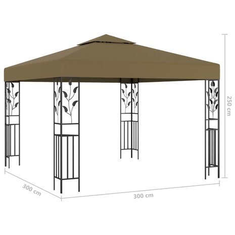 Prieel met LED-lichtslinger 3x3 m taupe 9
