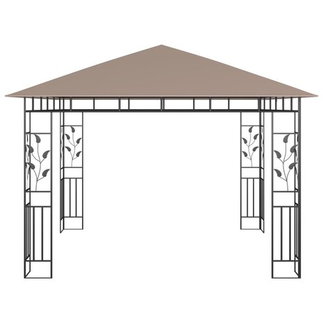 Prieel met klamboe en LED-lichtslinger 3x3x2,73 m taupe 6