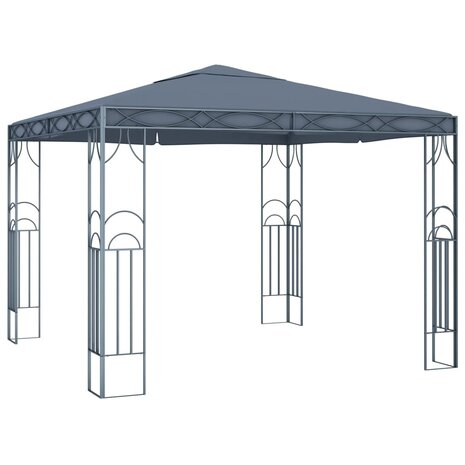 Prieel met LED-lichtslinger 300x300 cm antracietkleurig 3