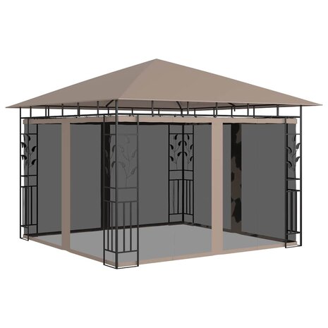 Prieel met klamboe 3x3x2,73 m 180 g/m&sup2; taupe 1