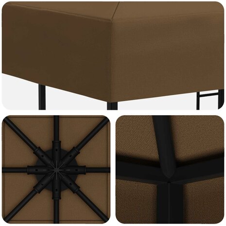 Prieel 3 x 3 m Taupe Polyester en staal 190 gsm 5