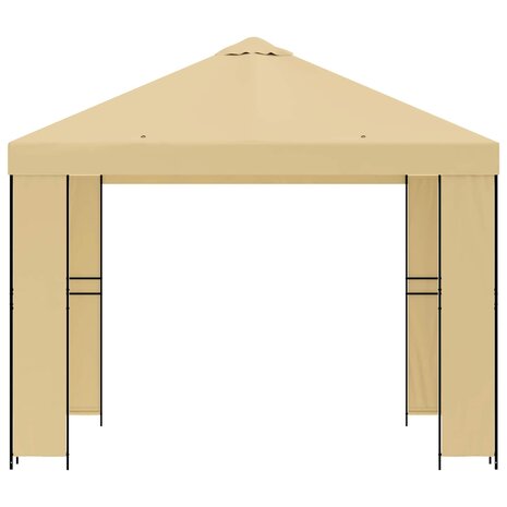 Prieel 3 x 3 m Cr&egrave;mekleurig Polyester en staal 190 gsm 3