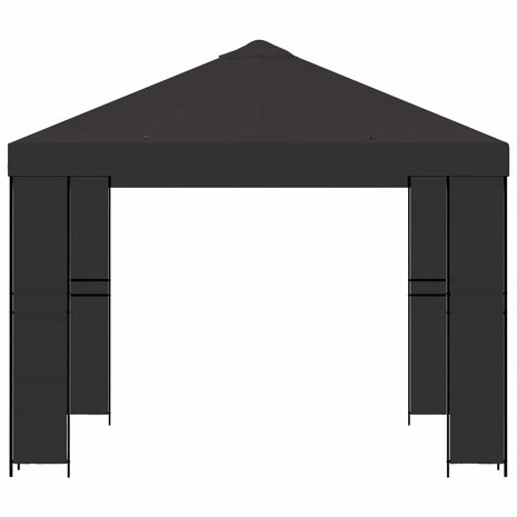 Prieel 3 x 3 m Antracietkleurig Polyester en staal 190 gsm 4