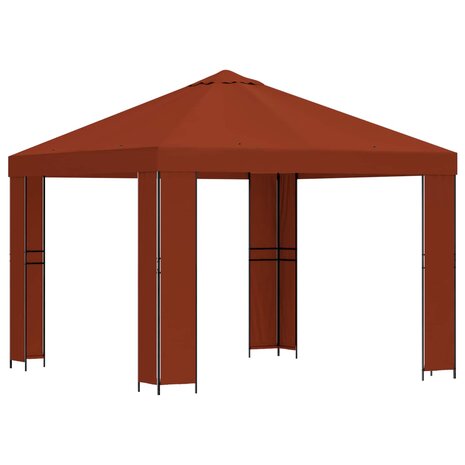Prieel 3 x 3 m Terracotta Polyester en staal 190 gsm 2