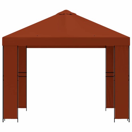Prieel 3 x 3 m Terracotta Polyester en staal 190 gsm 3